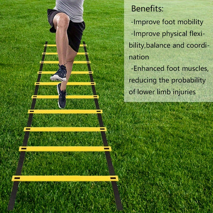 A Set of Agility Ladders for Speed Training, Including Jump Grids And Rope Ladders, Portable And Detachable for Football Training, Made of PP Material