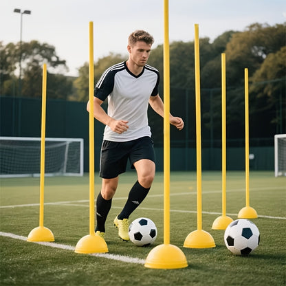 Soccer Goal Post Obstacle Markers, 50.01 cm, 4pcs Set (3 Poles + 1 Base) - Durable PVC Training Poles, Suitable for Soccer, Field Hockey, Outdoor Obstacle Poles, Ideal for Agility/Speed/Tactical Drills and Team Building, Portable Obstacle Training